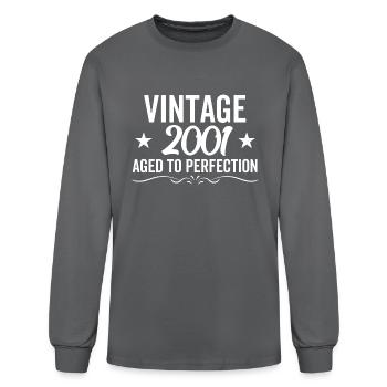 Vintage 2001 Aged To Perfection - Men's Long Sleeve T-Shirt - charcoal - Front