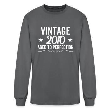 Vintage 2010 Aged To Perfection - Men's Long Sleeve T-Shirt - charcoal - Front