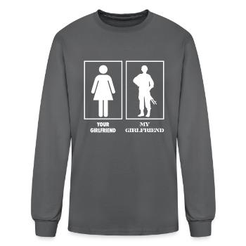 Your Girlfriend My Girlfriend Military - Men's Long Sleeve T-Shirt - charcoal - Front