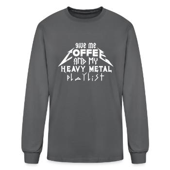 Give Me Coffee And My Heavy Metal Playlist - Men's Long Sleeve T-Shirt - charcoal - Front