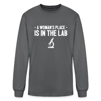 Woman's Place is in the Lab - Men's Long Sleeve T-Shirt - charcoal - Front
