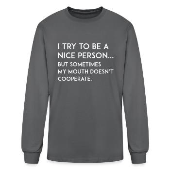 Nice Person - Men's Long Sleeve T-Shirt - charcoal - Front