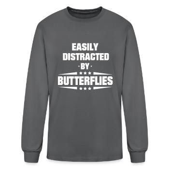 Easily Distracted By Butterflies - Men's Long Sleeve T-Shirt - charcoal - Front