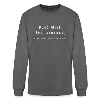 Archaeology Dogs And Wine - Men's Long Sleeve T-Shirt - charcoal - Front