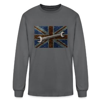 British Flag + Rusty Spanner - Men's Long Sleeve T-Shirt - charcoal - Front