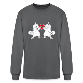 Aplatypuss Love heart hands - Men's Long Sleeve T-Shirt - charcoal - Front