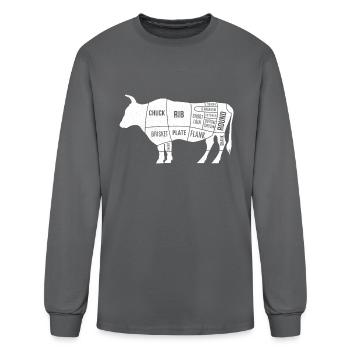 Chuck Rib Brisket Plate Shank Beef Cuts Diagram - Men's Long Sleeve T-Shirt - charcoal - Front