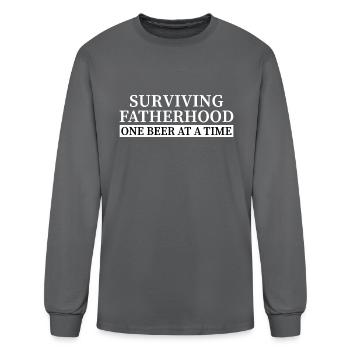 Surviving Fatherhood One Beer At A Time - Men's Long Sleeve T-Shirt - charcoal - Front