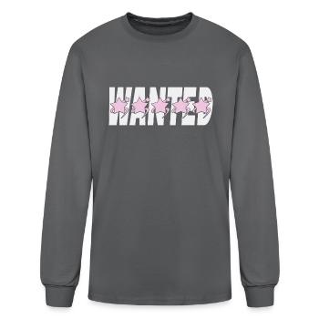 WANTED - Men's Long Sleeve T-Shirt - charcoal - Front