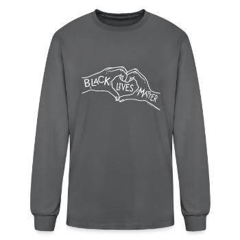 Black Lives Matters Heart Hand Line - Men's Long Sleeve T-Shirt - charcoal - Front