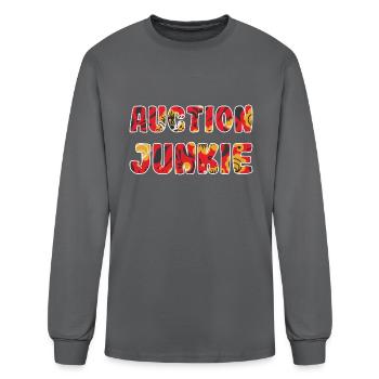 Auction Junkie red floral - Men's Long Sleeve T-Shirt - charcoal - Front