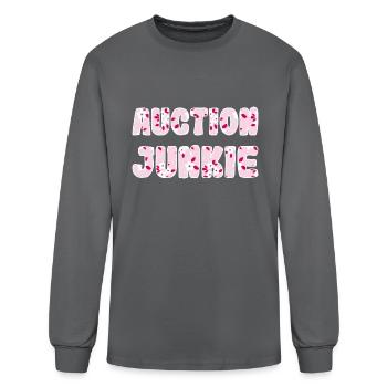 Auction Junkie pink floral - Men's Long Sleeve T-Shirt - charcoal - Front