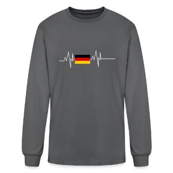 Germany Flag Heartbeat - Men's Long Sleeve T-Shirt - charcoal - Front