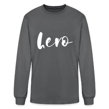 Hero Typography - Men's Long Sleeve T-Shirt - charcoal - Front