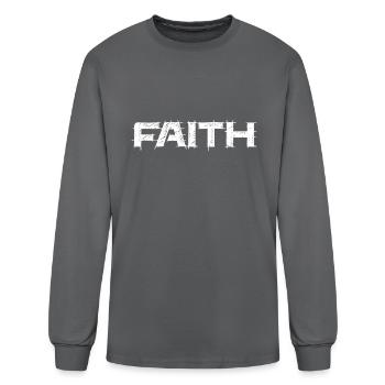 FAITH - Men's Long Sleeve T-Shirt - charcoal - Front