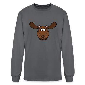 Elk Deer Moose Head Hunter Comic Gift Present - Men's Long Sleeve T-Shirt - charcoal - Front