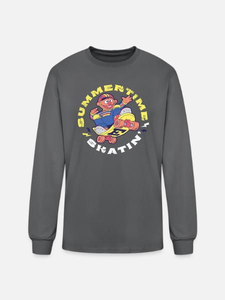 Sesame Street Design Ernie Summer Time Skatin' - Men's Long Sleeve T-Shirt - charcoal