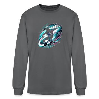 Longboarder On Skateboard Or Longboard - Men's Long Sleeve T-Shirt - charcoal - Front