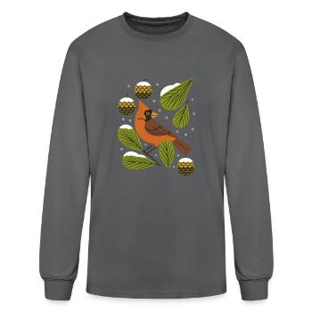 Winter Cardinal - Men's Long Sleeve T-Shirt - charcoal - Front