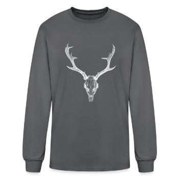 Deer head illustration hunter wild nature forest - Men's Long Sleeve T-Shirt - charcoal - Front