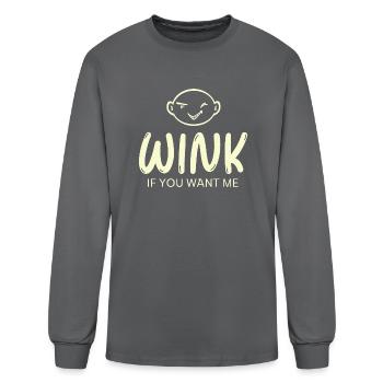 Wink If You Want Me - Men's Long Sleeve T-Shirt - charcoal - Front