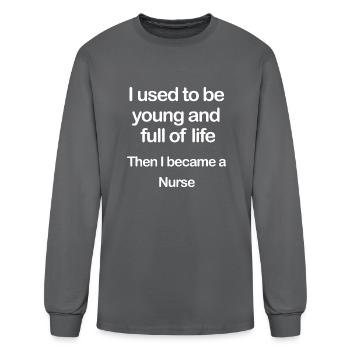 Full Of Life Nurse - Men's Long Sleeve T-Shirt - charcoal - Front