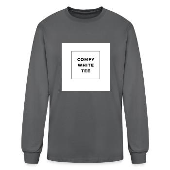 Comfy White Tee - Men's Long Sleeve T-Shirt - charcoal - Front