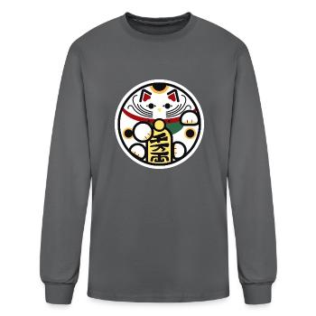 Round Lucky Cat - Men's Long Sleeve T-Shirt - charcoal - Front