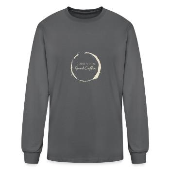 Good Vibes Good Coffee - Men's Long Sleeve T-Shirt - charcoal - Front