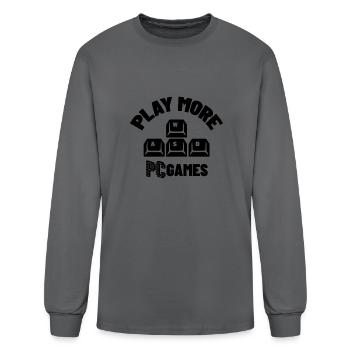 Play More PC Games - Men's Long Sleeve T-Shirt - charcoal - Front