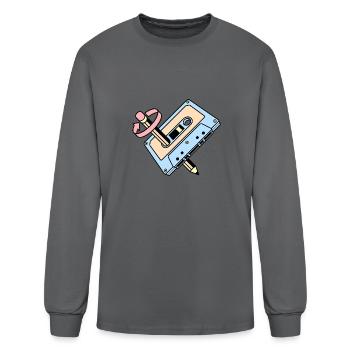 Audio Cassette with Pencil - Men's Long Sleeve T-Shirt - charcoal - Front