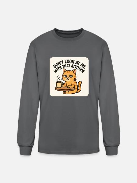 Unimpressed cat - Men's Long Sleeve T-Shirt - charcoal