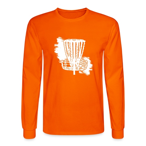 Disc Golf Basket White Print - Men's Long Sleeve T-Shirt