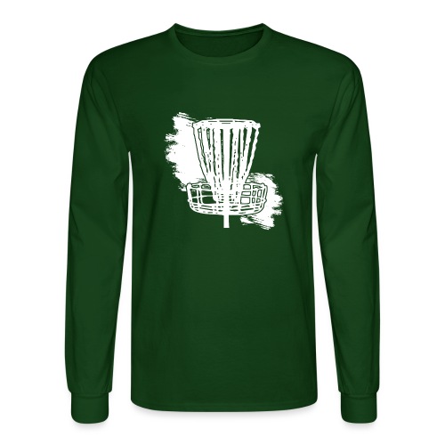 Disc Golf Basket White Print - Men's Long Sleeve T-Shirt