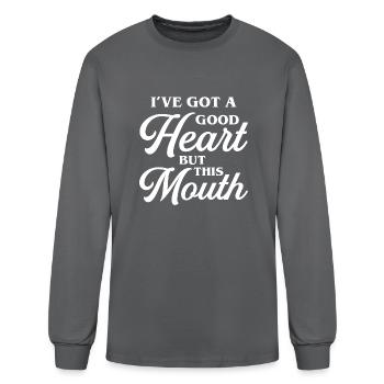 Good Heart But This Mouth - Men's Long Sleeve T-Shirt - charcoal - Front