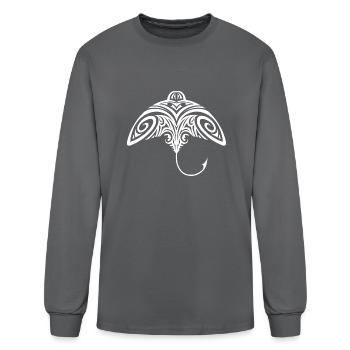 Tribal Tattoo Polynesian Stingray Design - Men's Long Sleeve T-Shirt - charcoal - Front
