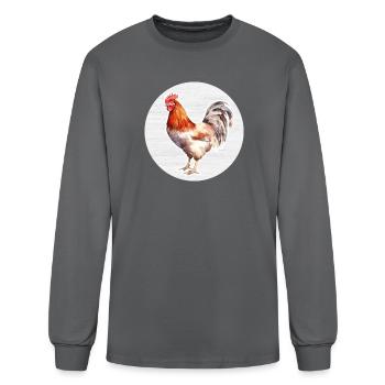 Hen Watercolor Drawing - Men's Long Sleeve T-Shirt - charcoal - Front