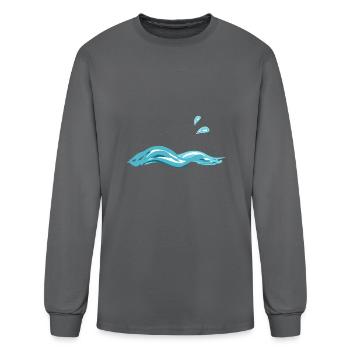 water line wave sea blue white lake - Men's Long Sleeve T-Shirt - charcoal - Front
