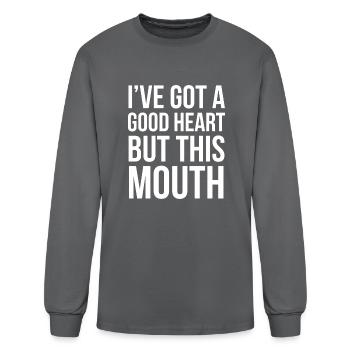 I ve Got A Good Heart But This Mouth - Men's Long Sleeve T-Shirt - charcoal - Front