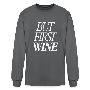 But First Wine White Wine Lover - Men's Long Sleeve T-Shirt - charcoal - Front