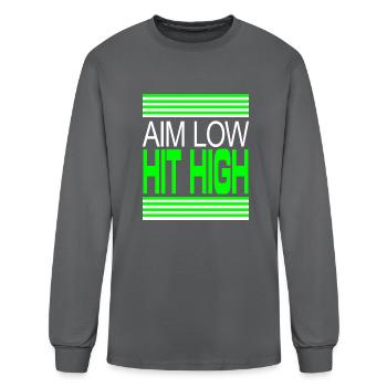 Aim Low Motivational Design For Motivational - Men's Long Sleeve T-Shirt - charcoal - Front