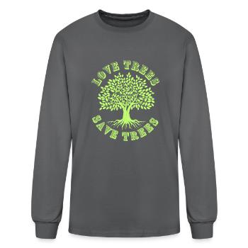 Love trees save trees - Men's Long Sleeve T-Shirt - charcoal - Front