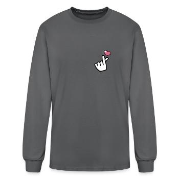 heart finger korean pop - Men's Long Sleeve T-Shirt - charcoal - Front