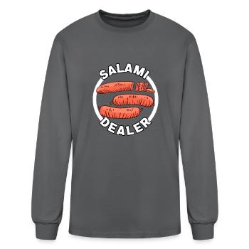 Salami Dealer Cured Sausage Fastfoods Seller Food - Men's Long Sleeve T-Shirt - charcoal - Front