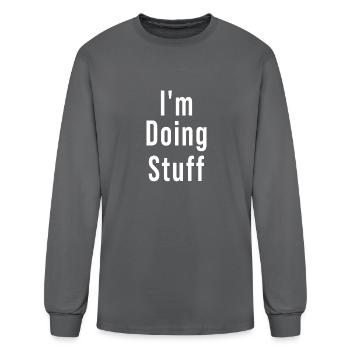 I m doing stuff couple matching with I m stuff - Men's Long Sleeve T-Shirt - charcoal - Front