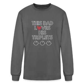 Ce père aime ses triplés - T-shirt à manches longues Homme - gris - Devant