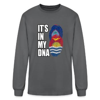 Guam And Kiribati Mix Heritage DNA Flag - Men's Long Sleeve T-Shirt - charcoal - Front