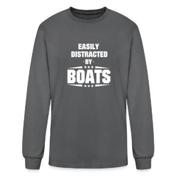 Easily Distracted By Boats - Men's Long Sleeve T-Shirt - charcoal - Front