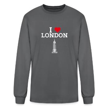 I Love London Cool Empire Tower Paris France Pun - Men's Long Sleeve T-Shirt - charcoal - Front