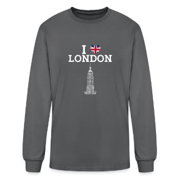I Love London Cool Paris France Pun Tower Empire - Men's Long Sleeve T-Shirt - charcoal - Front